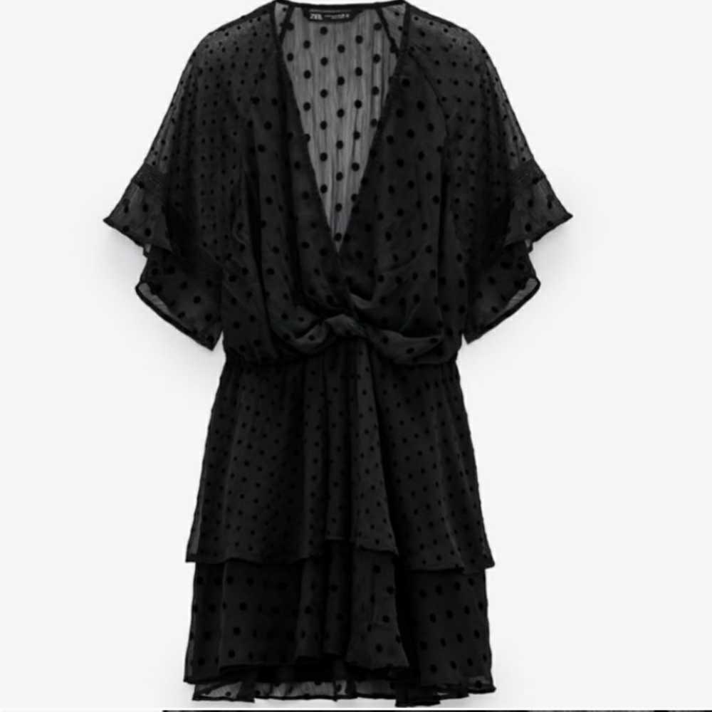ZARA - DOTTED MESH MINI DRESS